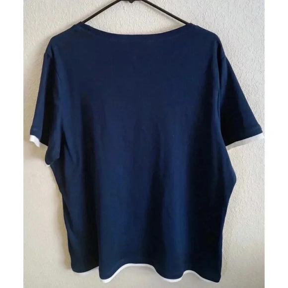 Style & Co. Sport Top‎ Short Sleeve Blue White Faux Tank Size 1X - Picture 2 of 3